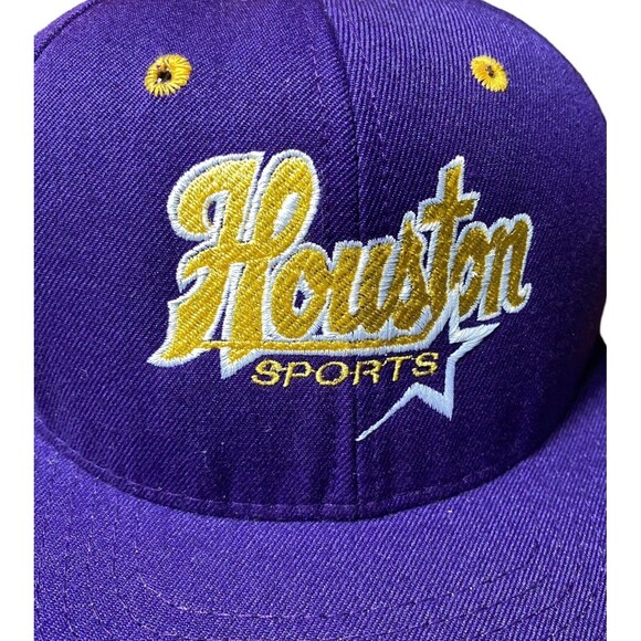 Vtg DeLONG Houston Sports Astros Baseball purple yellow SnapBack Hat Med/Lrg - Picture 5 of 8